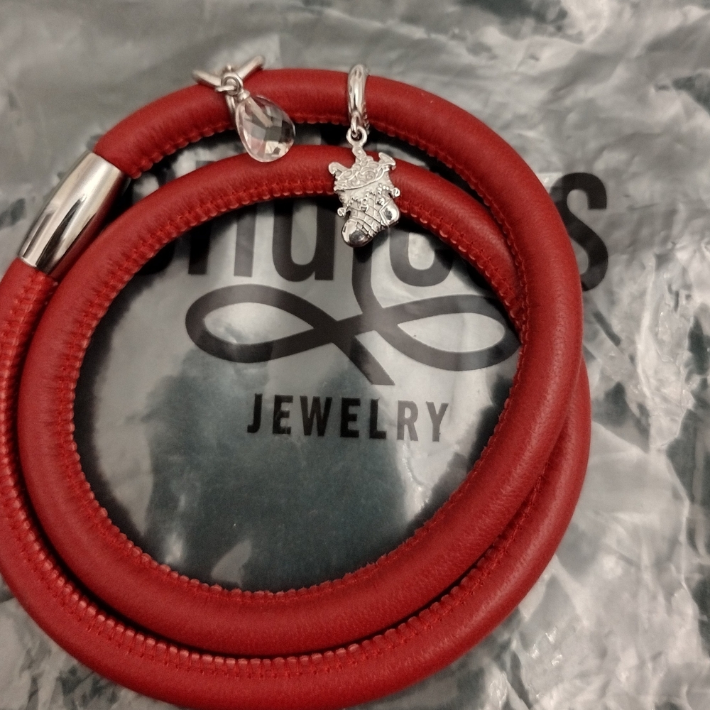 Endless Jenifer Lopez Collection Red Leather Bracelet With 2 Silver Charms